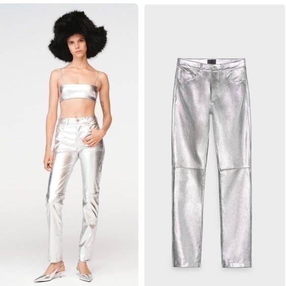 Pantaloni din piele naturala Zara Steven Meisel Capsule Collection