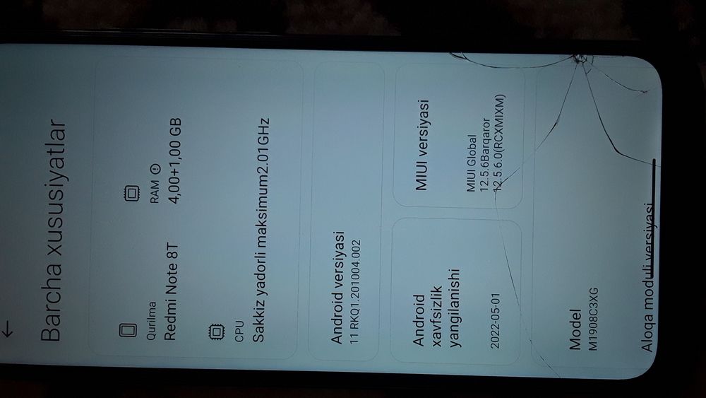 Redmi note 8 t kar dak yoq