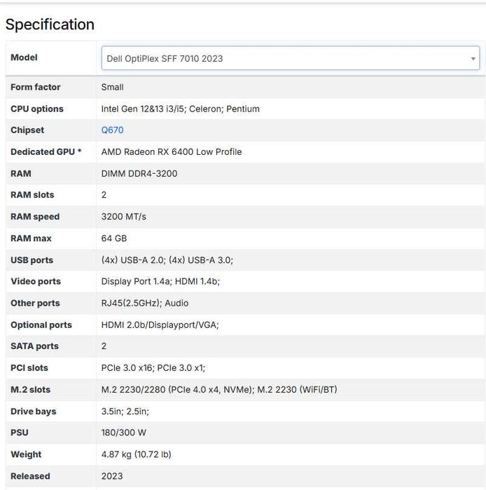 PC Dell Intel i5-12400, 16GB RAM, SSD NVME 512GB