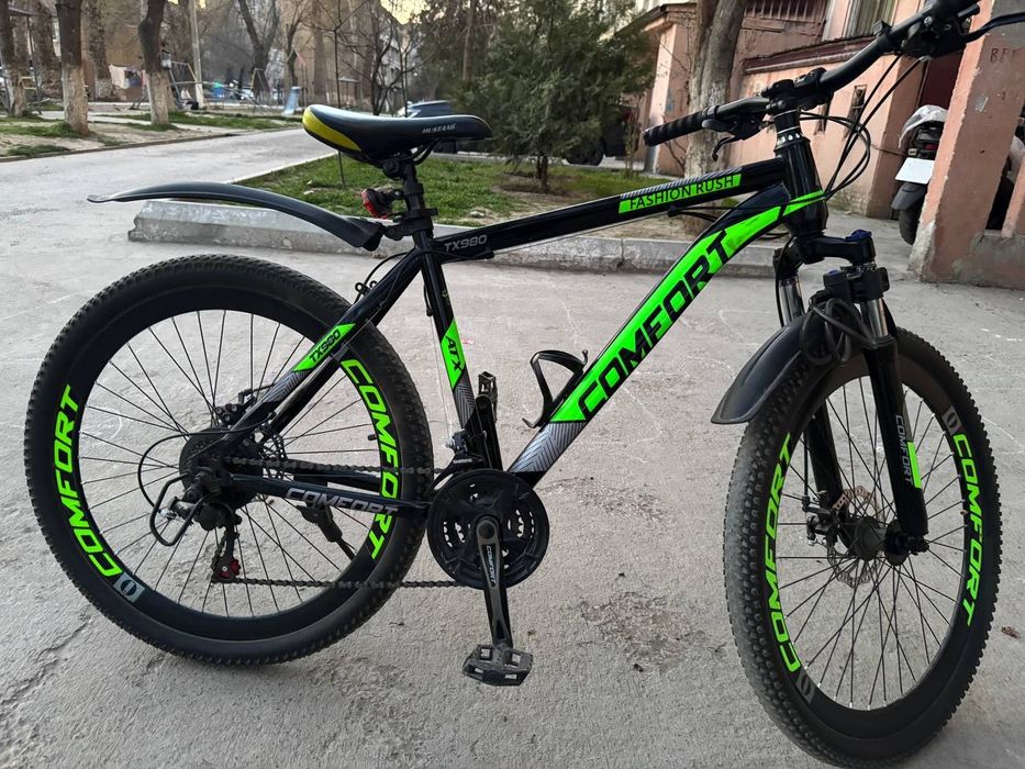 Velosiped Comfort yashil rangli, skorisli