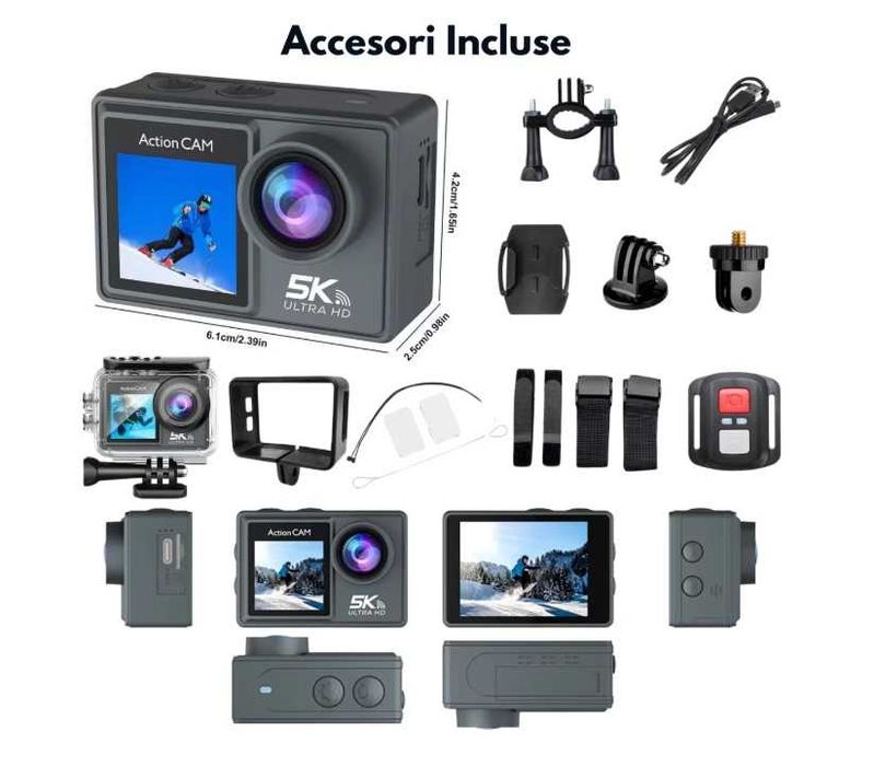 Camera de Actiune 5K Ultra HD Stabilizare EIS | GO PRO | Water Resist