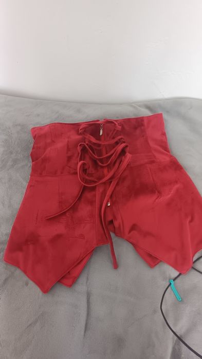 Прокат Карсет,(бордовый) платье серый