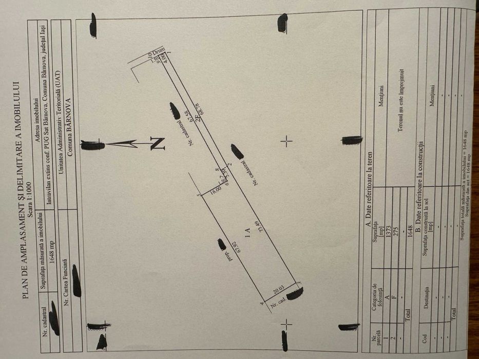 Vand  1.648 mp teren  intravilan situat  in com. Barnova,  Iasi