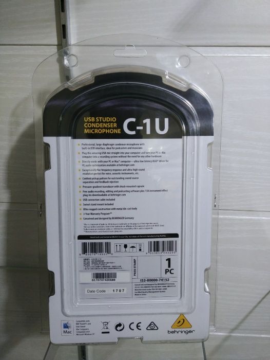 Компьютерный студийный микрофон USB Behringer C-1U