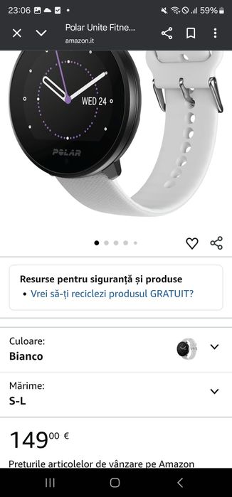 Ceas de fitness Polar Unite alb white / roz cu monitorizare a activită