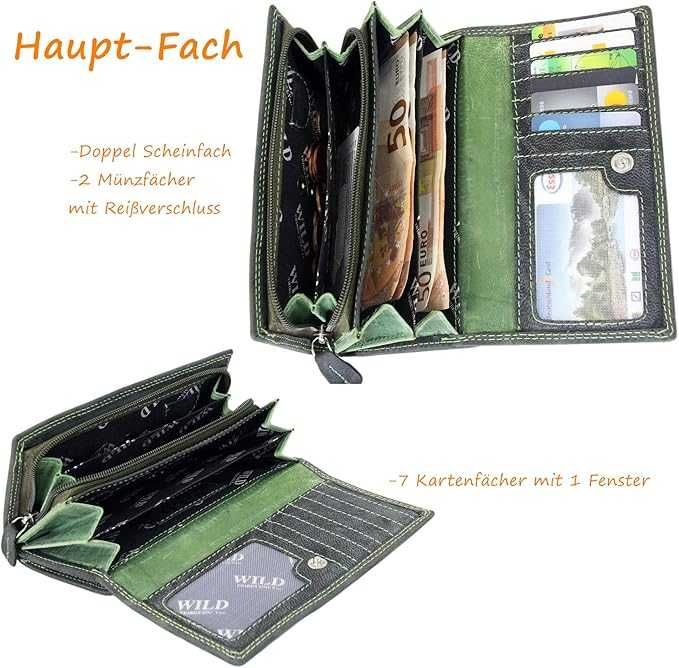 Дамски кожен портфейл Irisaa, RFID защита, 21 слота за карти