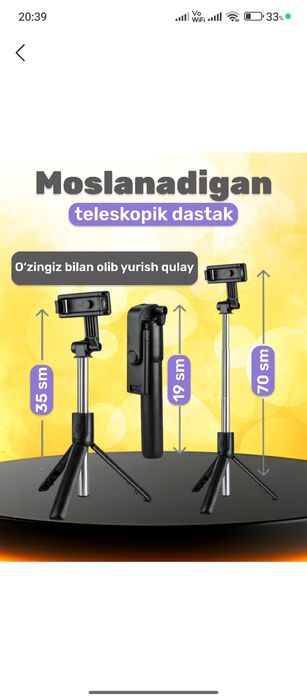 Mini shtativ мини штатив masofaviy boshqariladigan shtativ