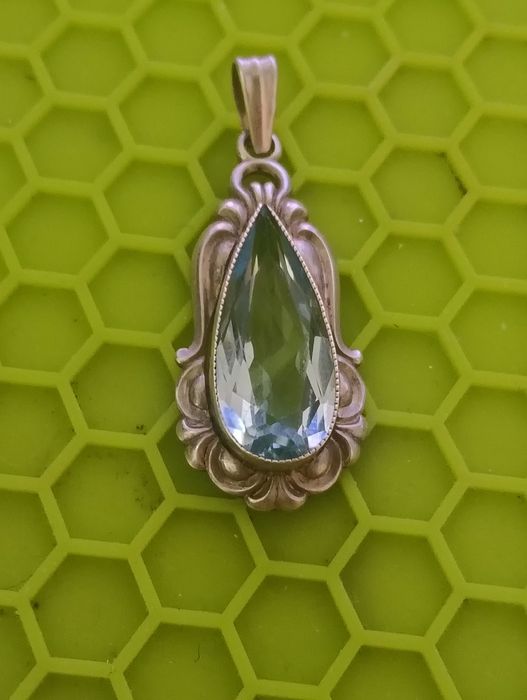 Pandantiv argint 835 cu acvamarin natural