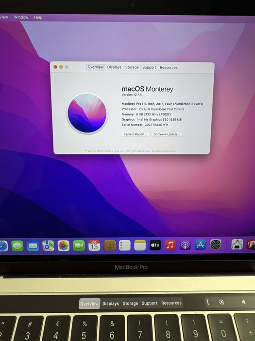 Macbook pro 13 inch TouchBar * model 2016 * 256GB Memorie
