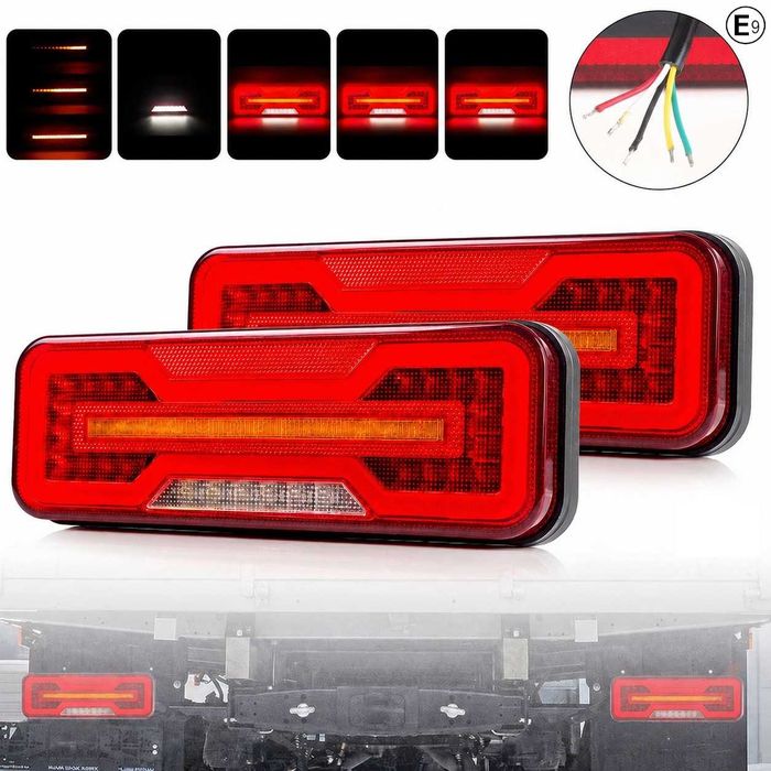 Универсални LED стопове 12V/24V с бягащ мигач комплект 2 броя