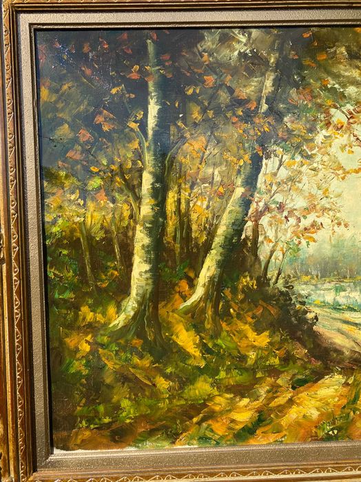 Tablou PEISAJ – PADURE, TOAMNA 110cm x 80cm, rama spectaculoasa lemn