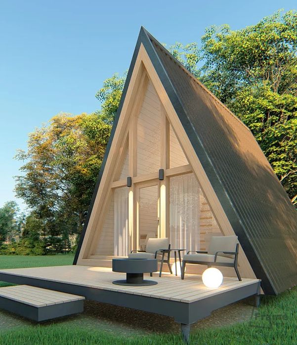 Casa din lemn ,tip A soluție  modernă