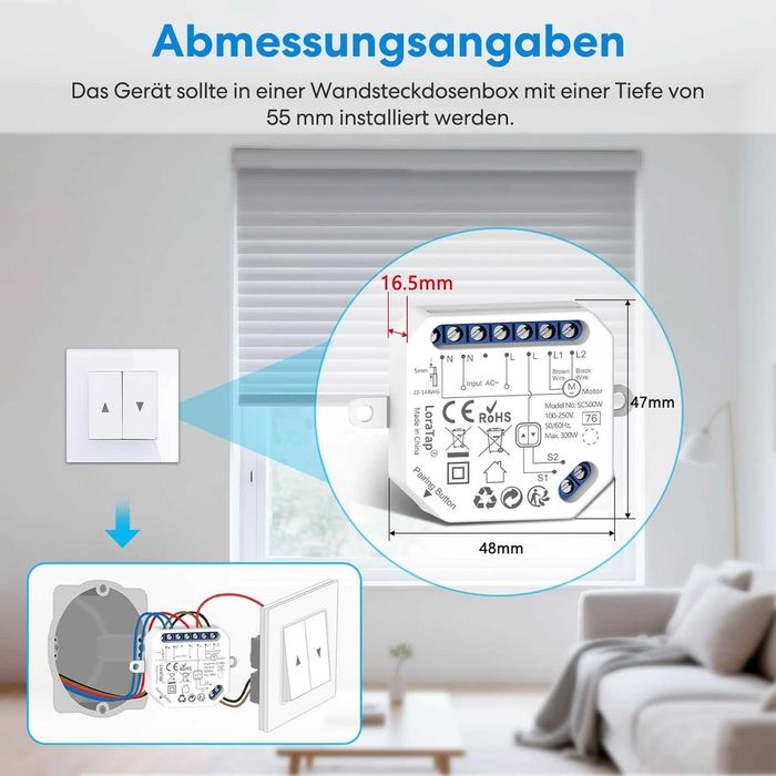 LoraTap WiFi модул за управление на електрически ролетни щори