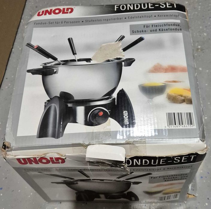 Комплект електрическо фондю Unold, 500 W, Инокс/Черен