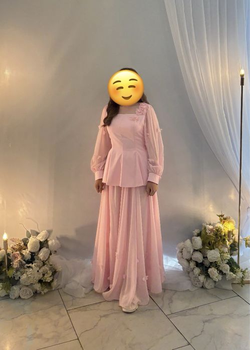 Розовое вечернее платье макси, надето 1 раз