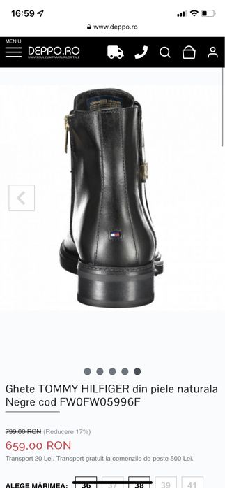 Botine Tommy Hilfiger, 39