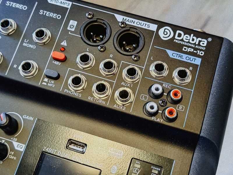 Mixer audio Debra DP-10 – 10 canale, DSP,Bluetooth,USB,Phantom 48V–NOU