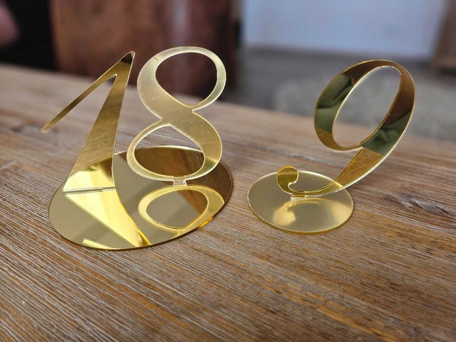 Set 20 Numere de Masă Nuntă/Botez - Auriu Oglindă (Gold Mirror) - NOI