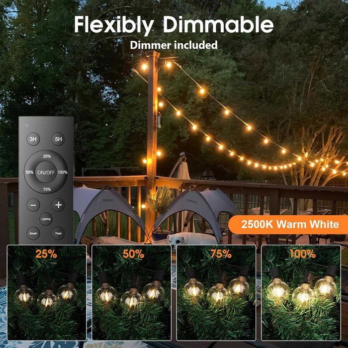 Ghirlanda becuri led exterior gradina 30m - 50 becuri