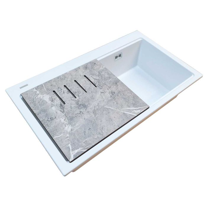 Chiuveta bucatarie granit CookingAid Kinga Workstation LX8610 Alba Mat