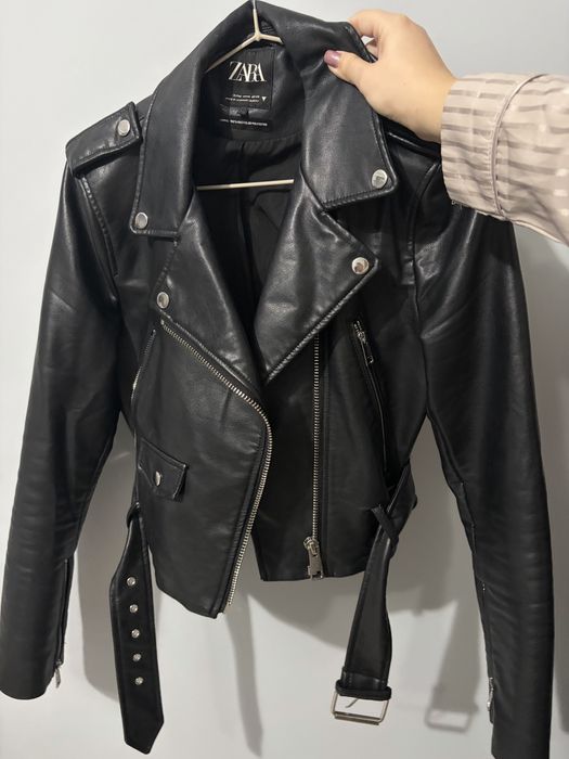 Zara черно кожено яке