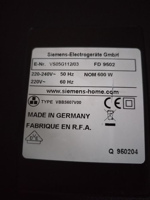 Aspirator Siemens Synchropower 600W Made in Germany