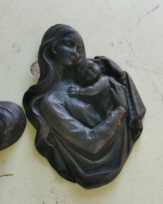 Icoana Sfânta Maria 6kg Otel masiv fonta statueta veche deosebita