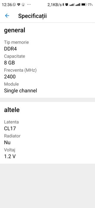 KIT 2x8Gb Memorie RAM pentru P C. DDR4 8Gb