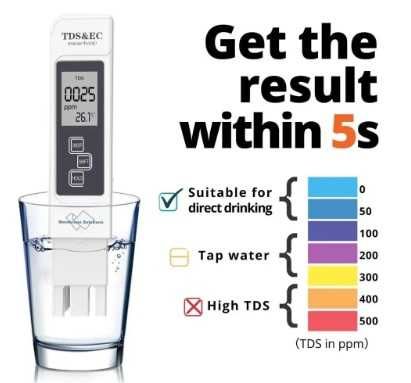 Тестер за качество на питейната вода TDS EC Meter 0-9990 с Термометър