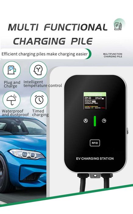 Професионална SMART зарядна станция Type 2 22kW 32A WiFi RFID 5м . НОВА !