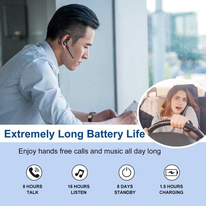 Bluetooth слушалка с двоен микрофон с шумопотискане за мобилен телефон