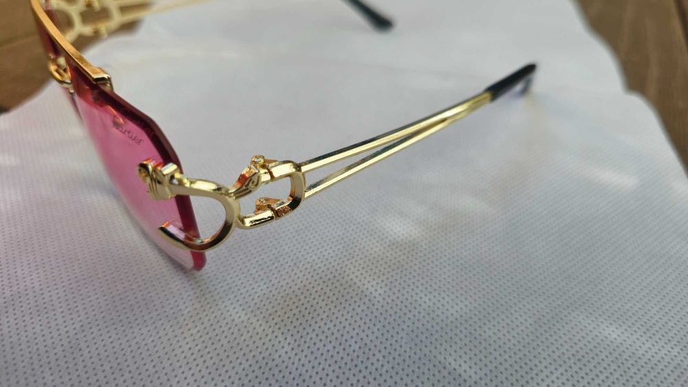 Ochelari de soare Cartier Rimless 8809 lentila roz