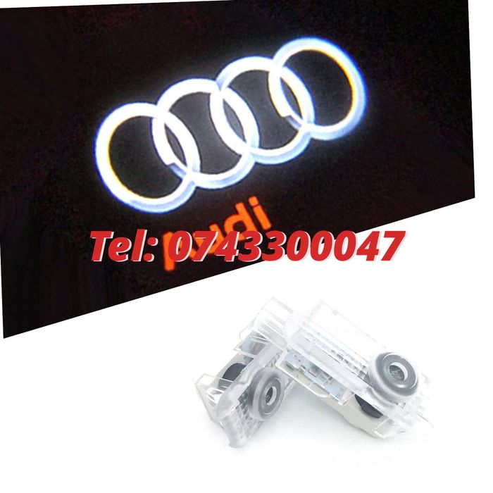 Set Logo Proiectoare Lampi 3d Led Lumini Usi Portiere Sline Audi A Q
