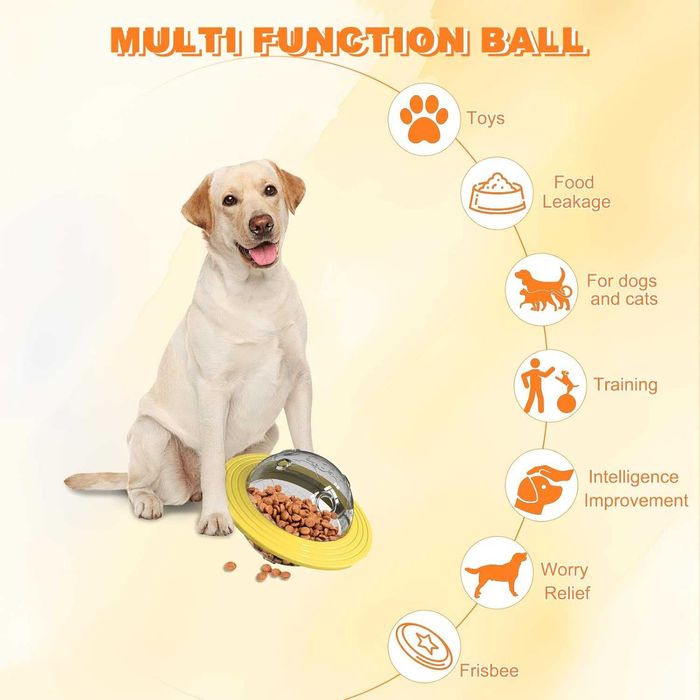 Jucarie interactiva, Lafo, hranire lenta caini si pisici, galben