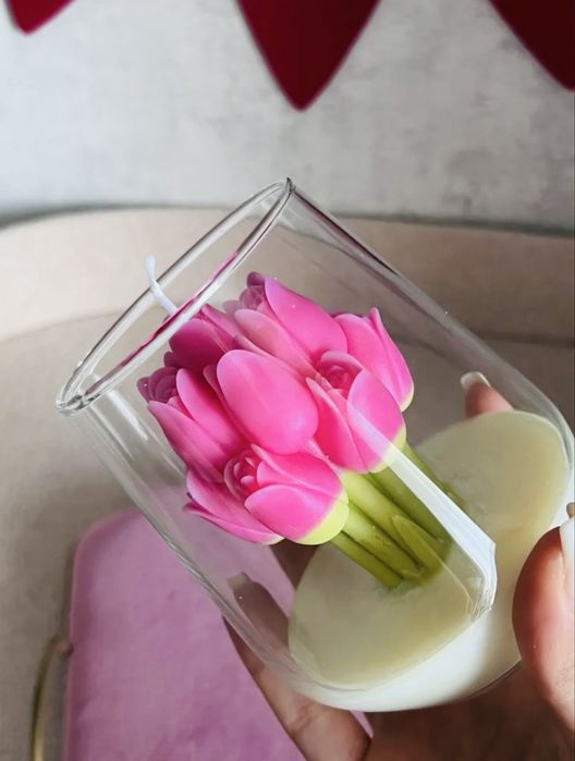 Свеча арома ручной работы Тюльпан