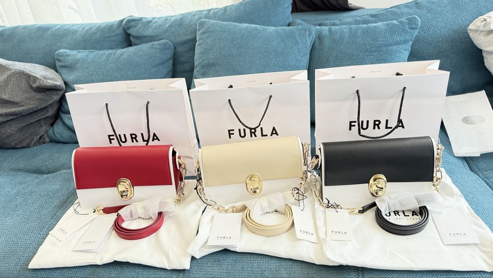 FURLA ECLISSE crossbody в три цвята. 100% оригинал със сериен номер,етикети, подаръчна торбичка, прахова торбичка,care instructions, всичко от до
