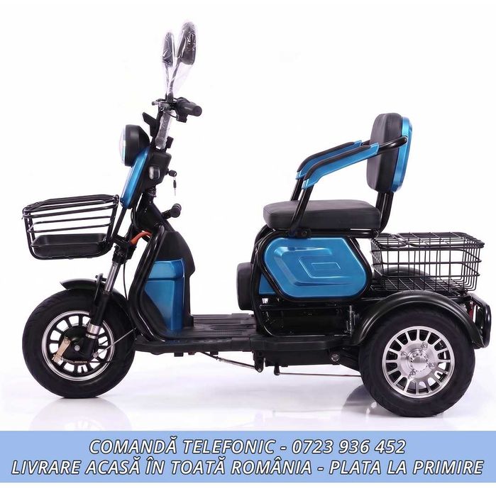 Tricicleta electrica 3 scaune reglabile, adulti si varstnici FARA PERMIS - PROMOTIE% Livrare GRATUITA acasa in toata Romania! - 60v20ah FULL ECHIPATA!