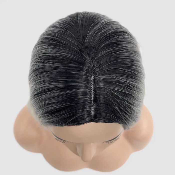 Парти хелоуин сребристо руса перука с тъмни корени на път