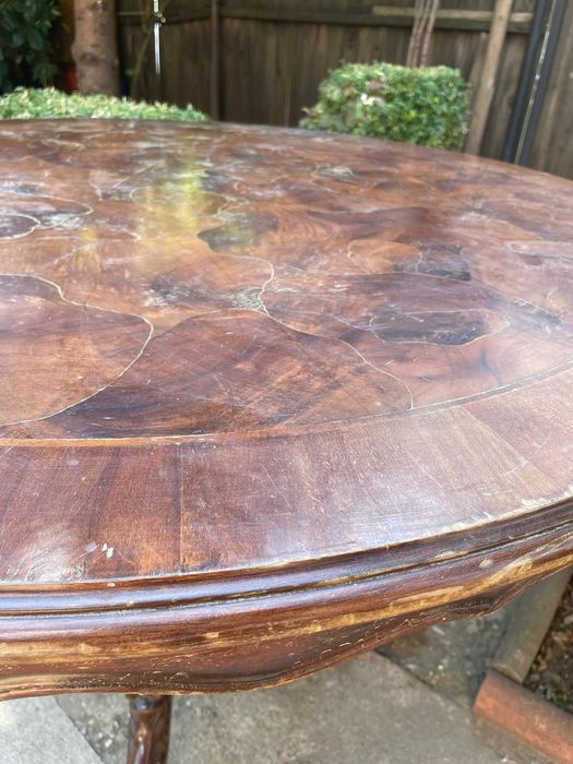 Masa rotunda sufragerie livingrum lemn natural  stil baroc lemn antic