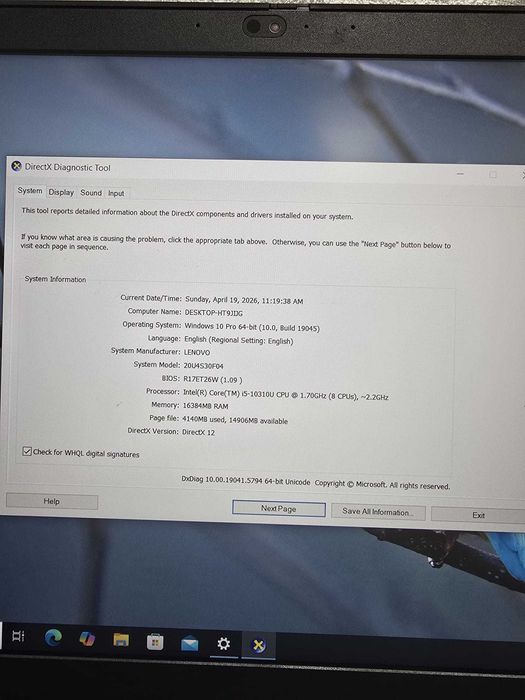 Laptop Lenovo L15 Gen 1, i5-10310U, 16GB BMG Amanet 100817