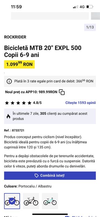 Vand bicicleta copii in stare foarte buna!