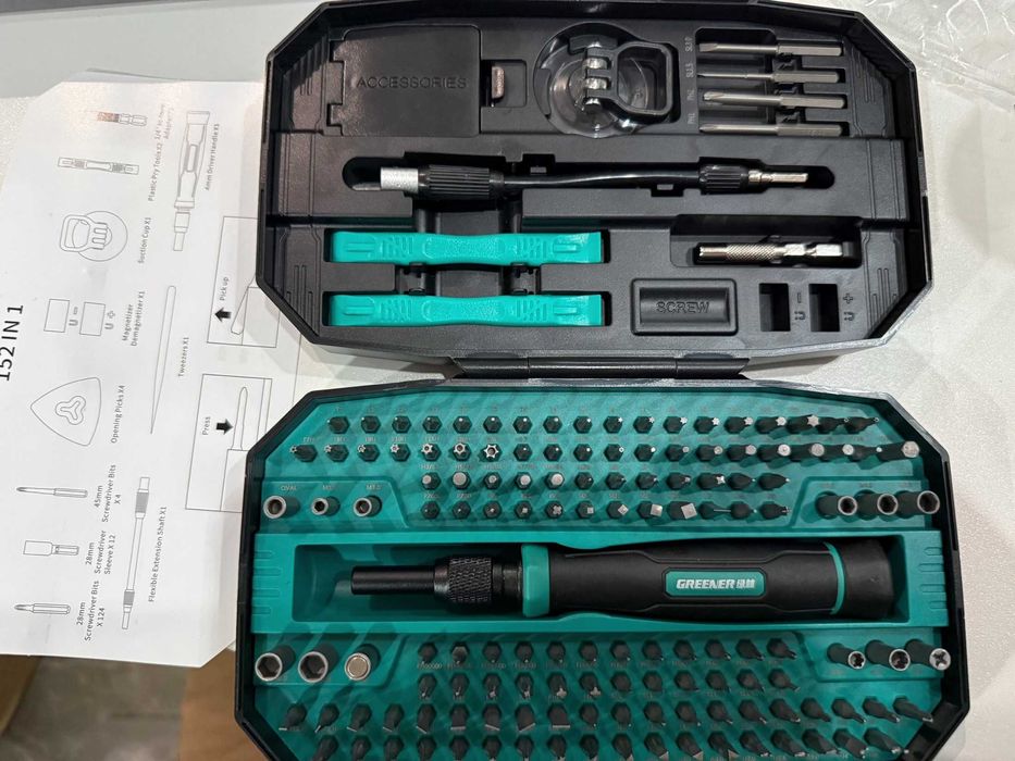 GREENER Tools  152 в 1  универсальный набор отверток и бит