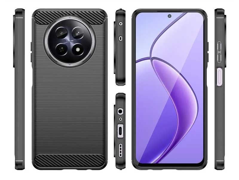 Realme 12 5G / 12X / 12 Pro - Удароустойчив Кейс Гръб CARBON