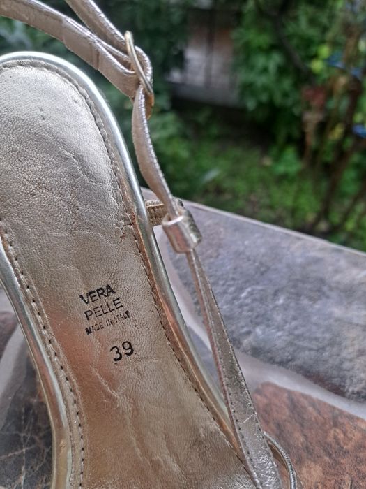 Sandale damă aurii din piele naturală, Vera Pelle (39)
