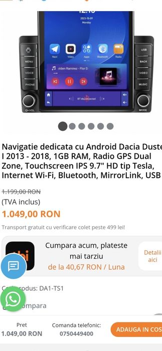 Navigatie Android Dacia Duster
