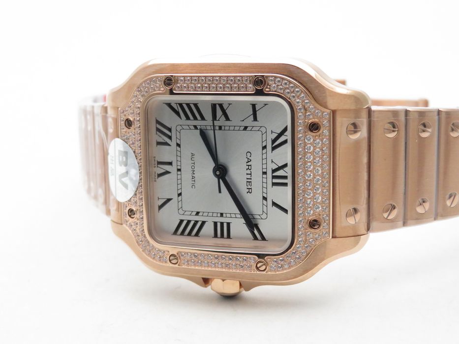 Cartier Santos de Cartier 35mm Дамски - Розово злато и диаманти - QC снимки