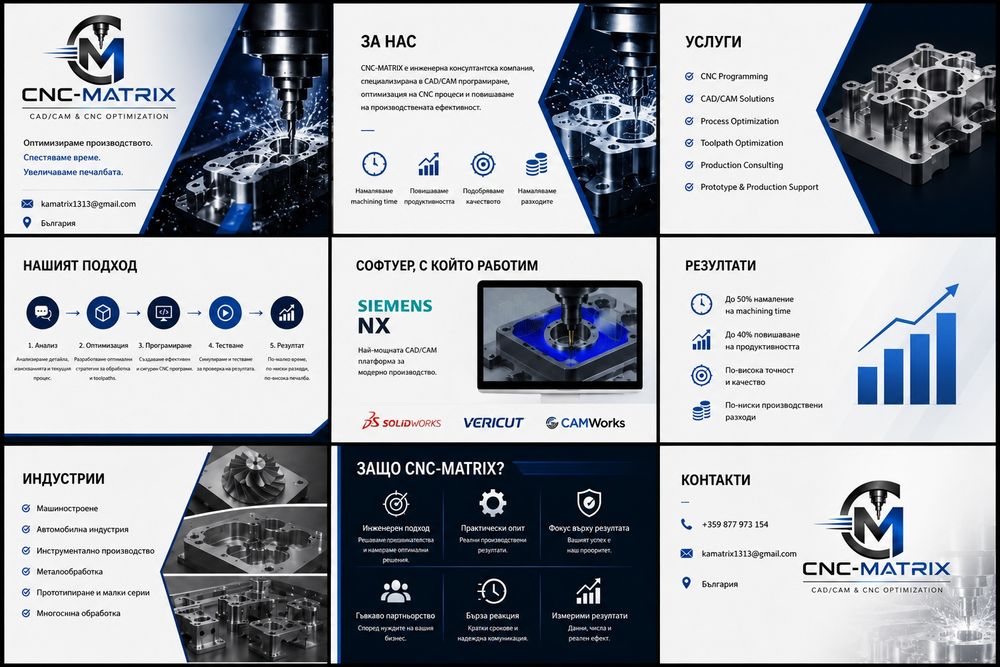 Инженерни консултации.CAD/CAM програмиране . CNC оптимизация.