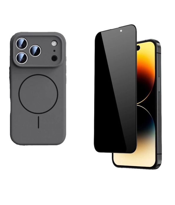 Husa Magsafe Softin si Folie Sticla Privacy Iphone 17/PRO/PRO MAX/AIR
