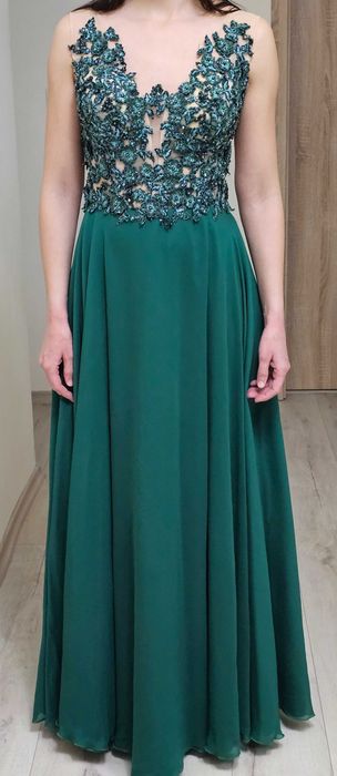 Официална зелена рокля