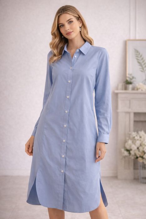 Рубашка - платье небесного цвета